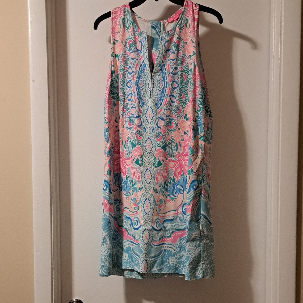 Lilly Pulitzer Sleeveless Pink & Blues Patterned Floral  Dress Sz12 Excellent